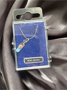 Sterling Silver 925 Chain Necklace with Blue Enamel Shoe Charm